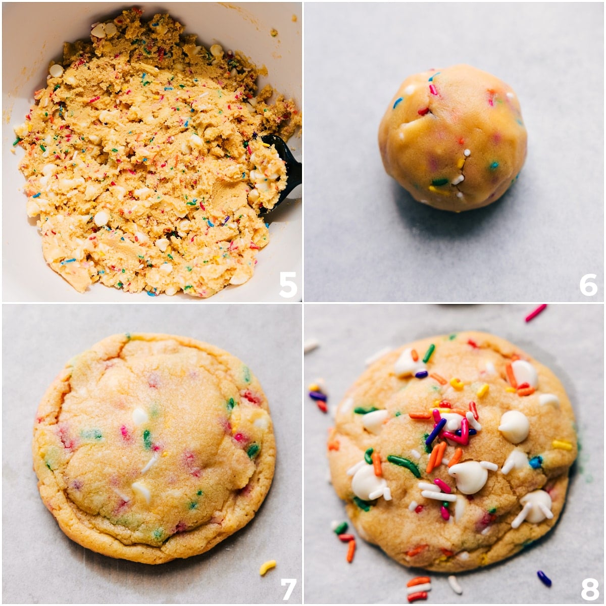 Chewy And Delicious Cake Batter Cookies Recipe The dough is rolled out and baked to perfection, with sprinkles and chocolate chips pressed into the top.