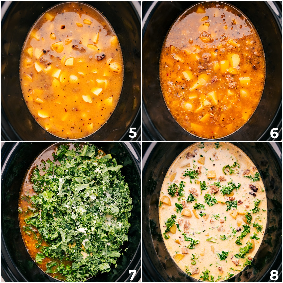 How To Make Crockpot Zuppa Toscana Soup Add all the ingredients to the crockpot and let them slow cook together.