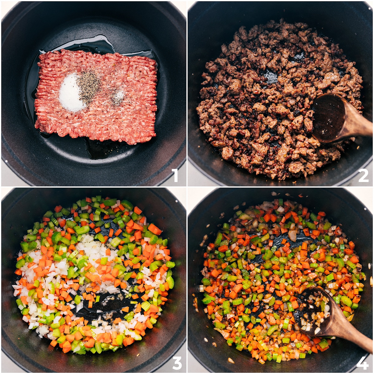 Brown The Sausage And Cook The Veggies For Sausage Potato Soup Brown the sausage and sautรฉ the veggies for this sausage potato soup recipe.