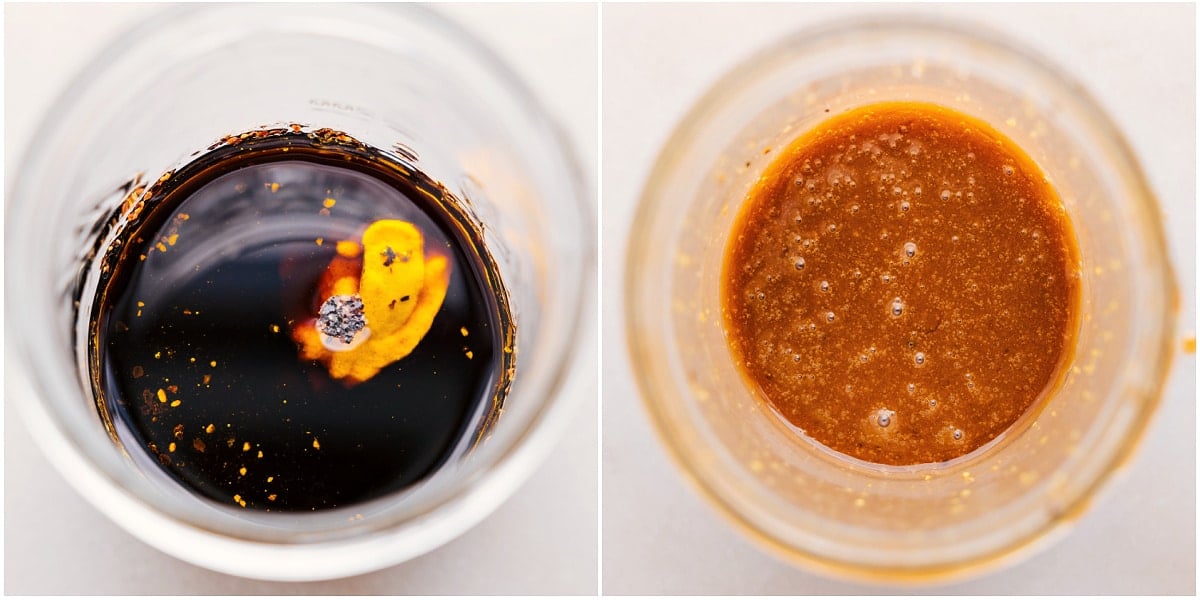 Salad Dressing In Thanksgiving Salad The dressing mixes together in a mason jar.