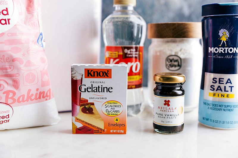 Ingredients Ready for Homemade Marshmallow Creation Ingredients laid out for the homemade marshmallow recipe, showcasing the simple yet essential components.