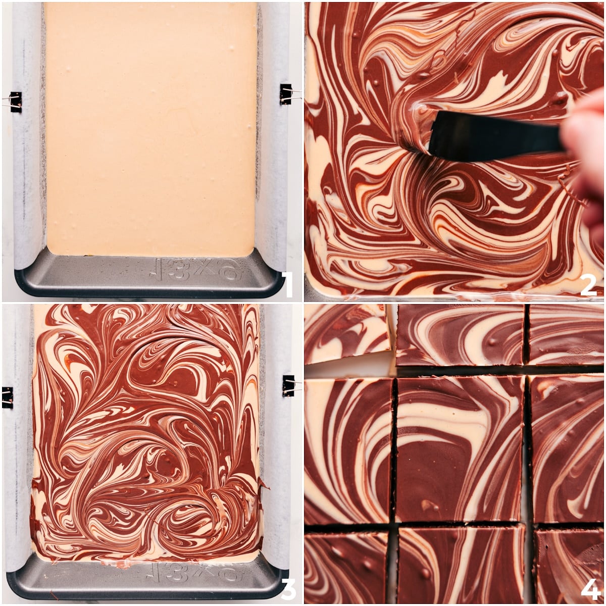 How To Make Tiger Butter Fudge White chocolate poured into the pan with the milk chocolate peanut butter mixture swirled on top for this tiger butter fudge.