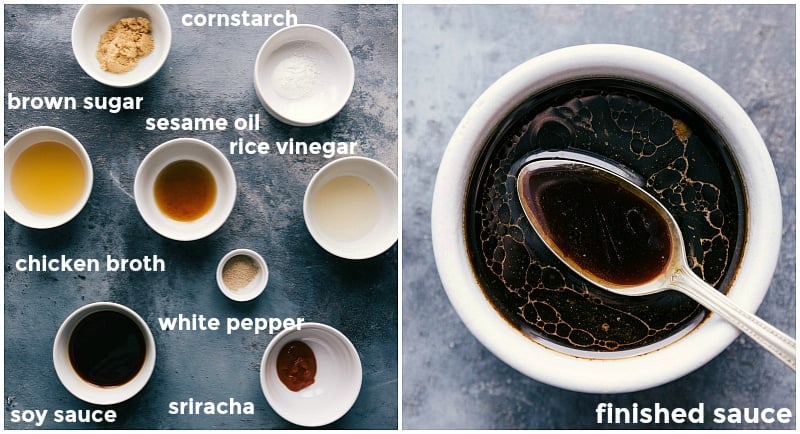 Crafting the Delicious Sauce for Egg Roll in a Bowl Preparing the savory sauce by mixing together various flavorful ingredients.