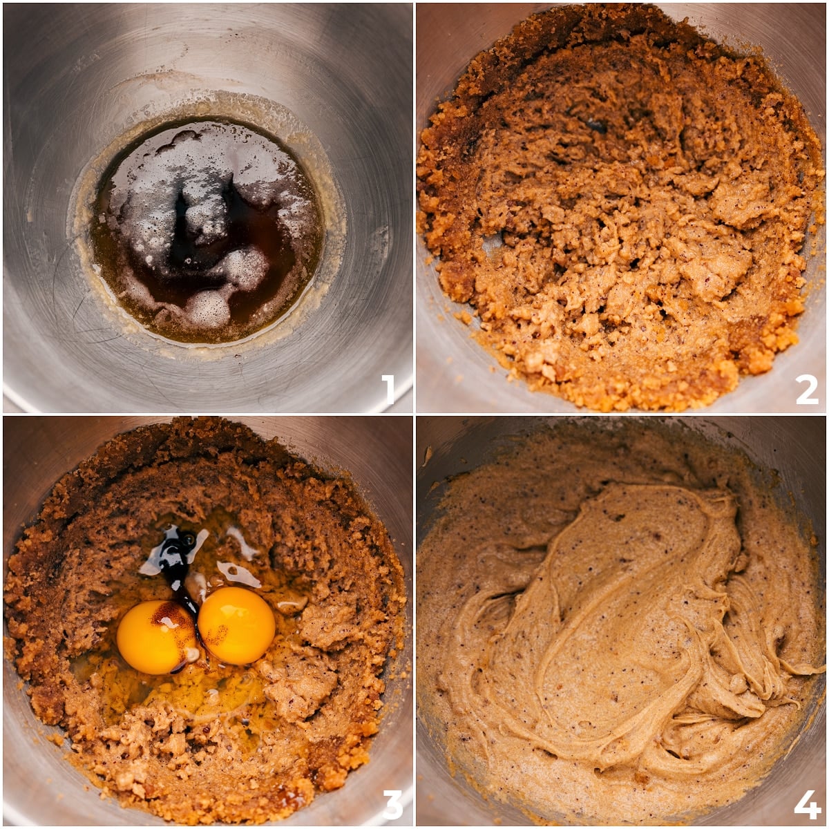 Wet Ingredients In Brown Butter Oatmeal Chocolate Chip Cookies Mix all the wet ingredients for the dough together in one bowl.