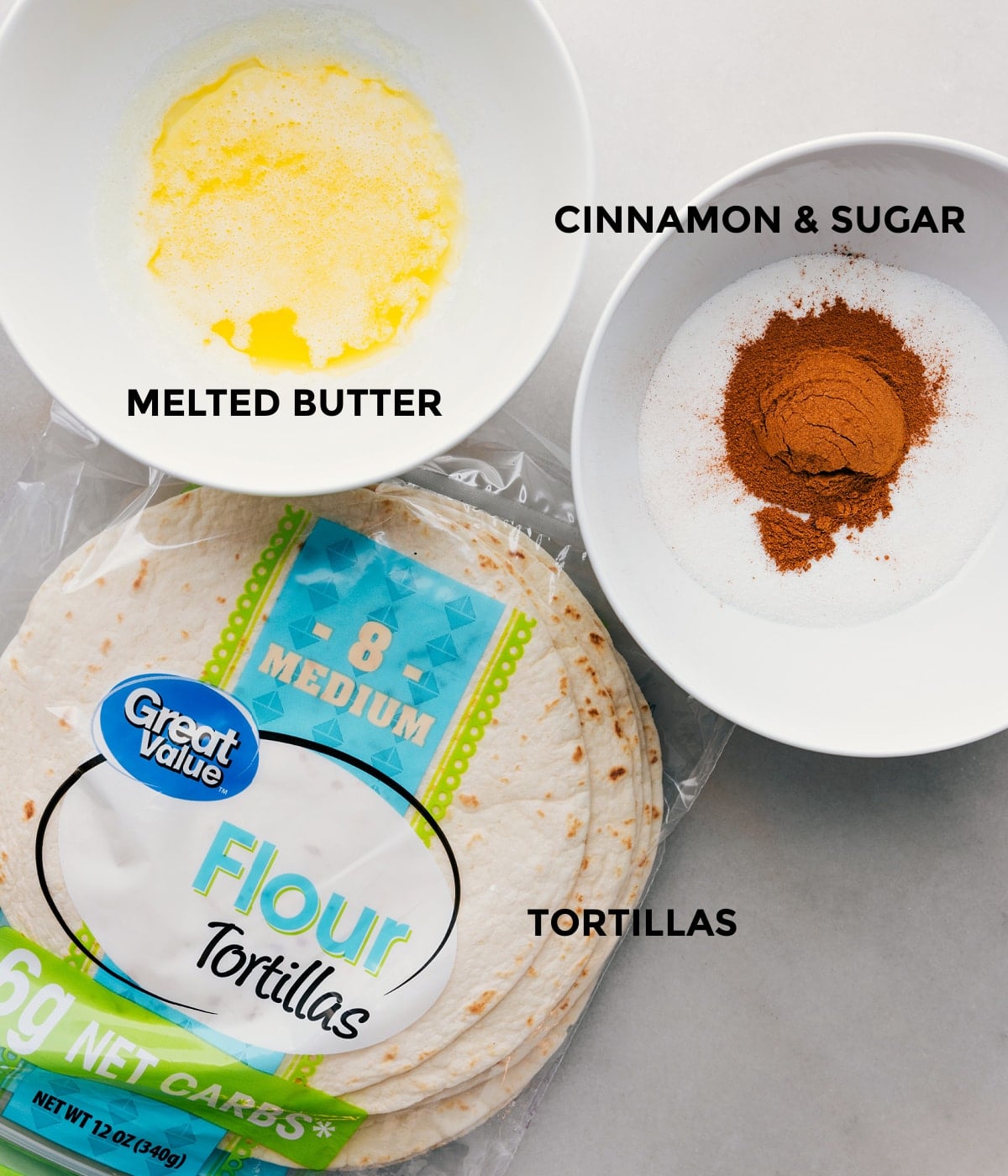 Making Cinnamon Chips For Fruit Salsa All the ingredients in these cinnamon chips prepped out.