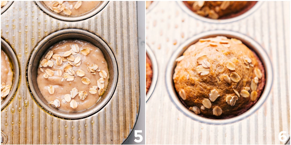 Baked To Perfection Healthy Banana Muffins Pour the batter into each muffin tin, top with oats, and bake to perfection.