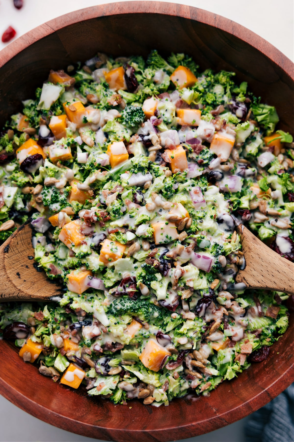 Broccoli Salad Recipe in a bowl ready to be enjoyed.