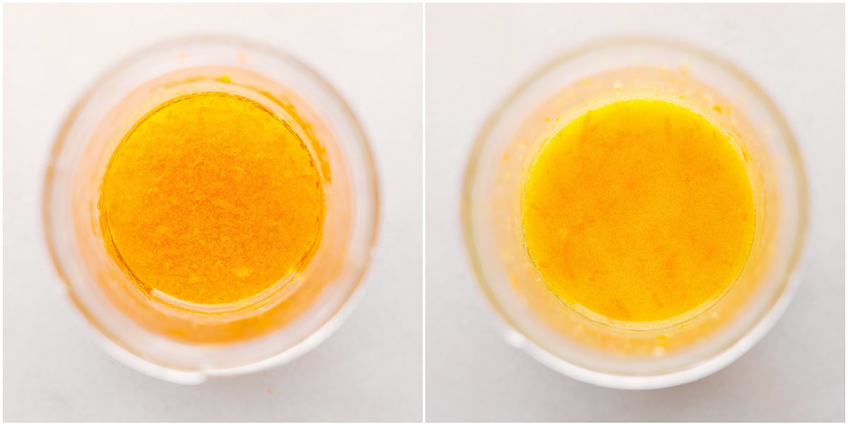 Citrus Salad Dressing The dressing being made in a mason jar.