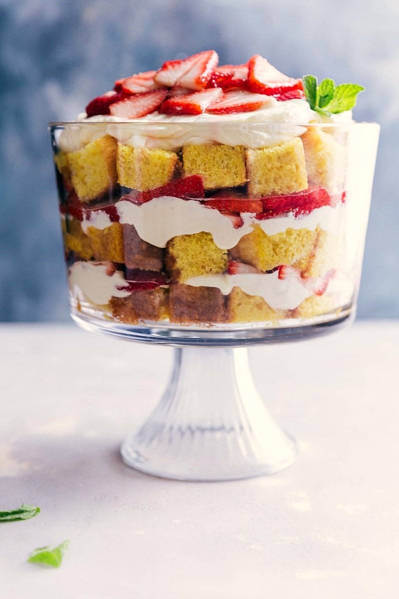 Delicious Strawberry Shortcake Trifle Dessert Strawberry shortcake trifle with layers of cake, fresh strawberries, and cream.