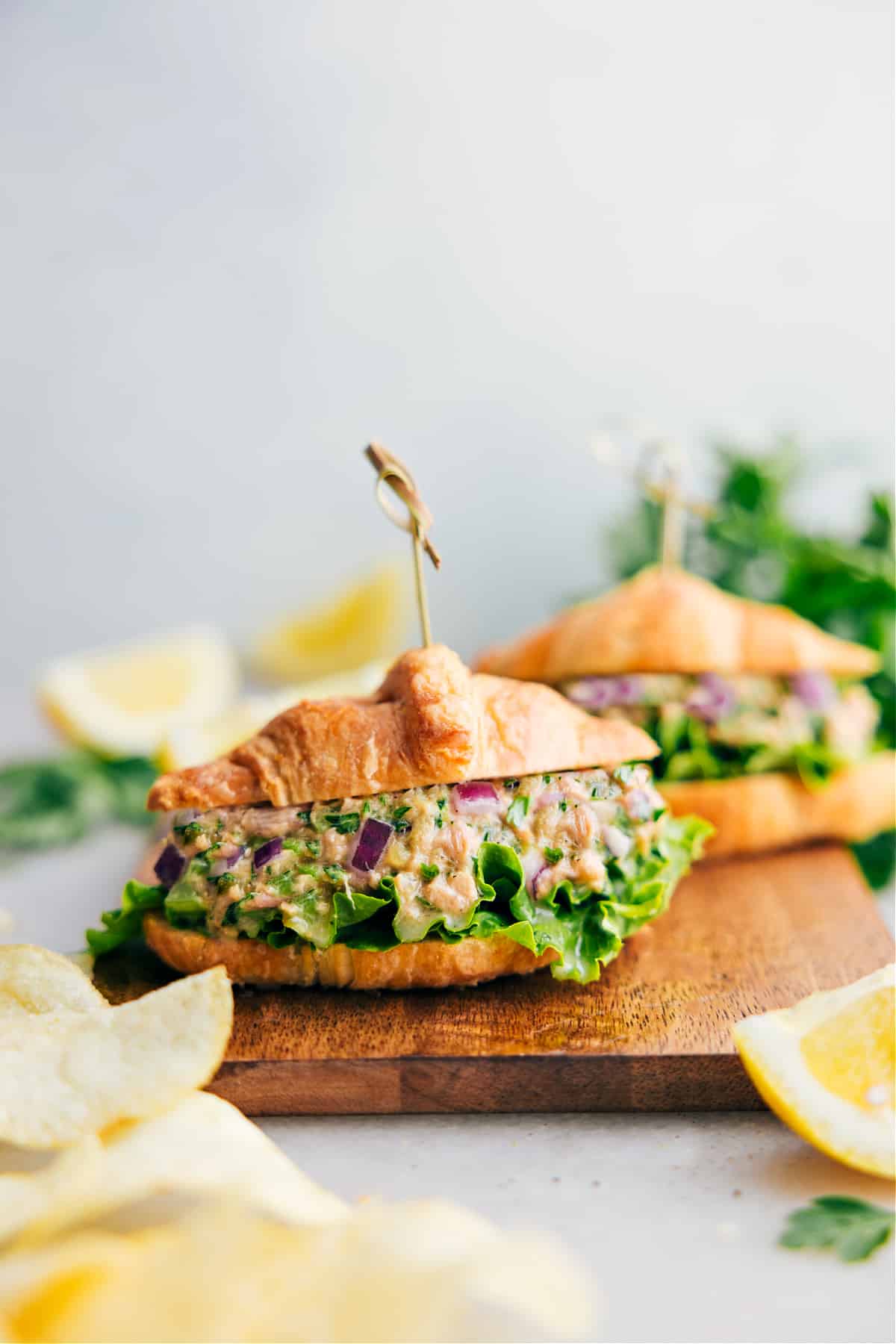 The absolute best tuna salad served on a crossant.