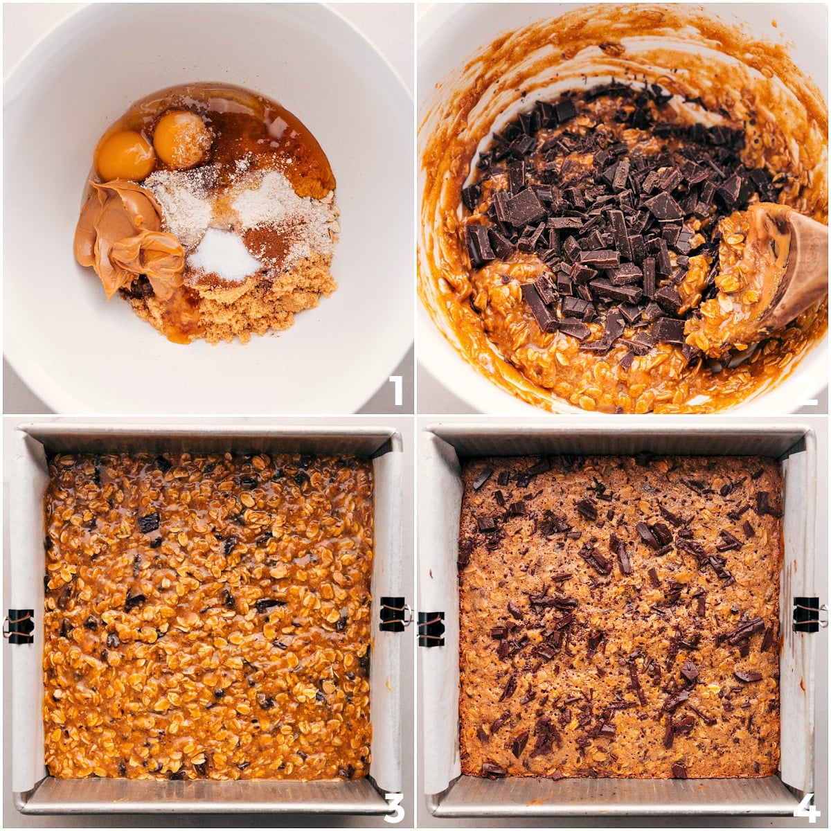 How To Make Oatmeal Breakfast Bars All the ingredients mixed in one bowl, spread into a pan, and baked into delicious oatmeal breakfast bars.