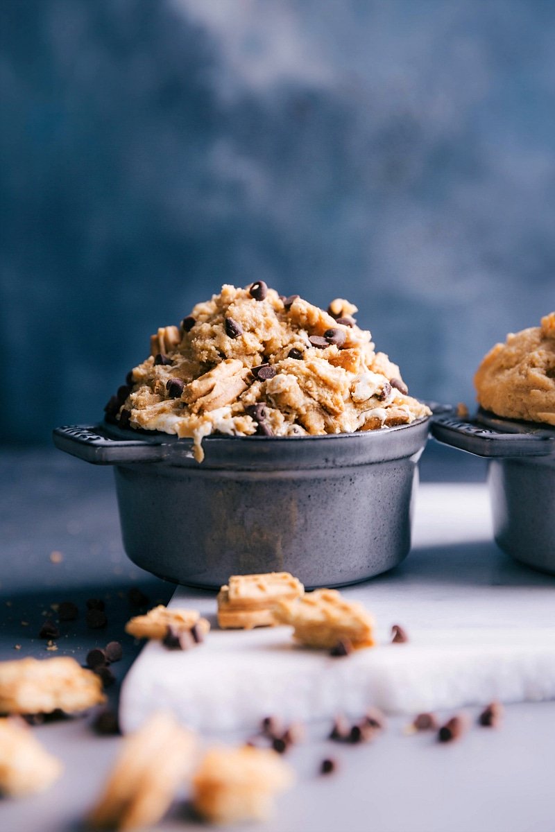Dig into Delicious Edible Peanut Butter Cookie Dough Edible peanut butter cookie dough in a bowl, delicious and ready to be enjoyed.