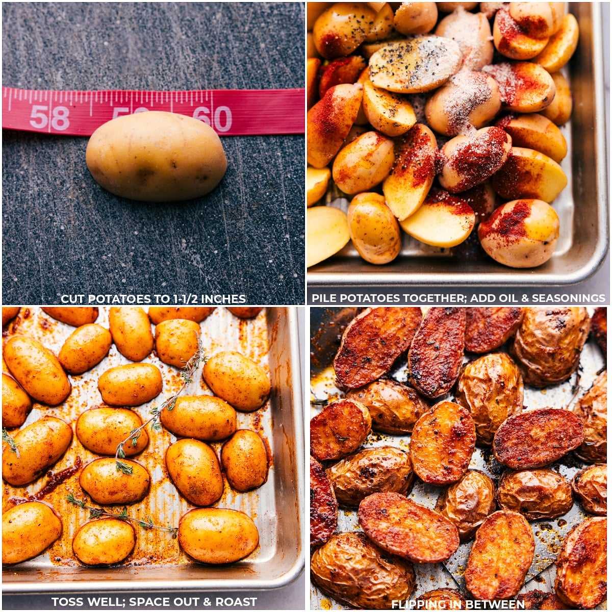 Our Favorite Roasted Potatoes Cutting up the potatoes and then tossing them together with oil and seasonings, and baking it all to crispy perfection.