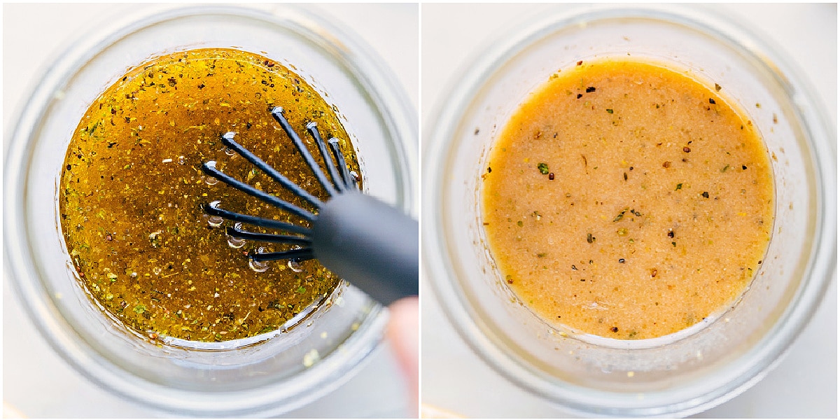 The Best Dressing For Buddha Bowls The dressing whisked together in a mason jar.