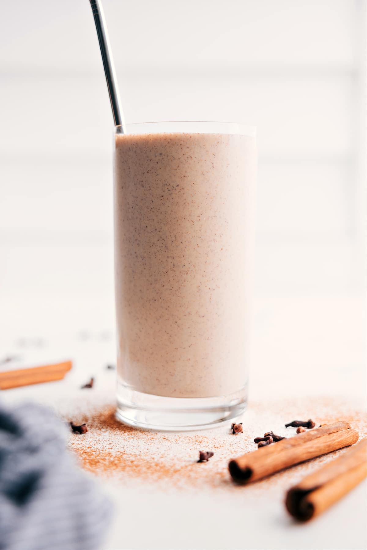 The best chai smoothie in a cup ready to be enjoyed.