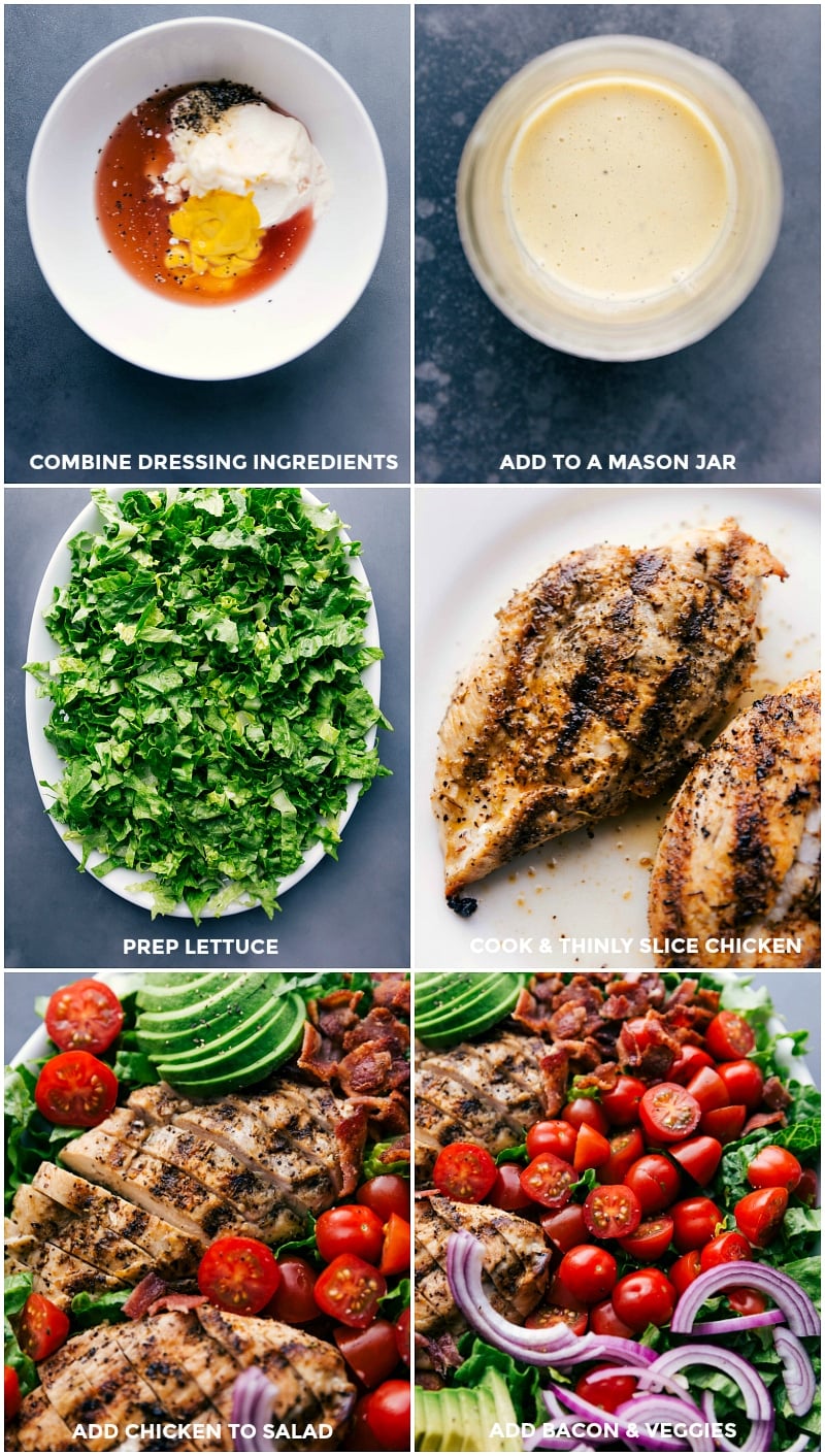 Crafting a Salad: From Honey Mustard Dressing to Grilled Chicken and Lettuce Toss Process of making honey mustard salad dressing, prepping lettuce, grilling chicken, and tossing it all to create a delicious salad.