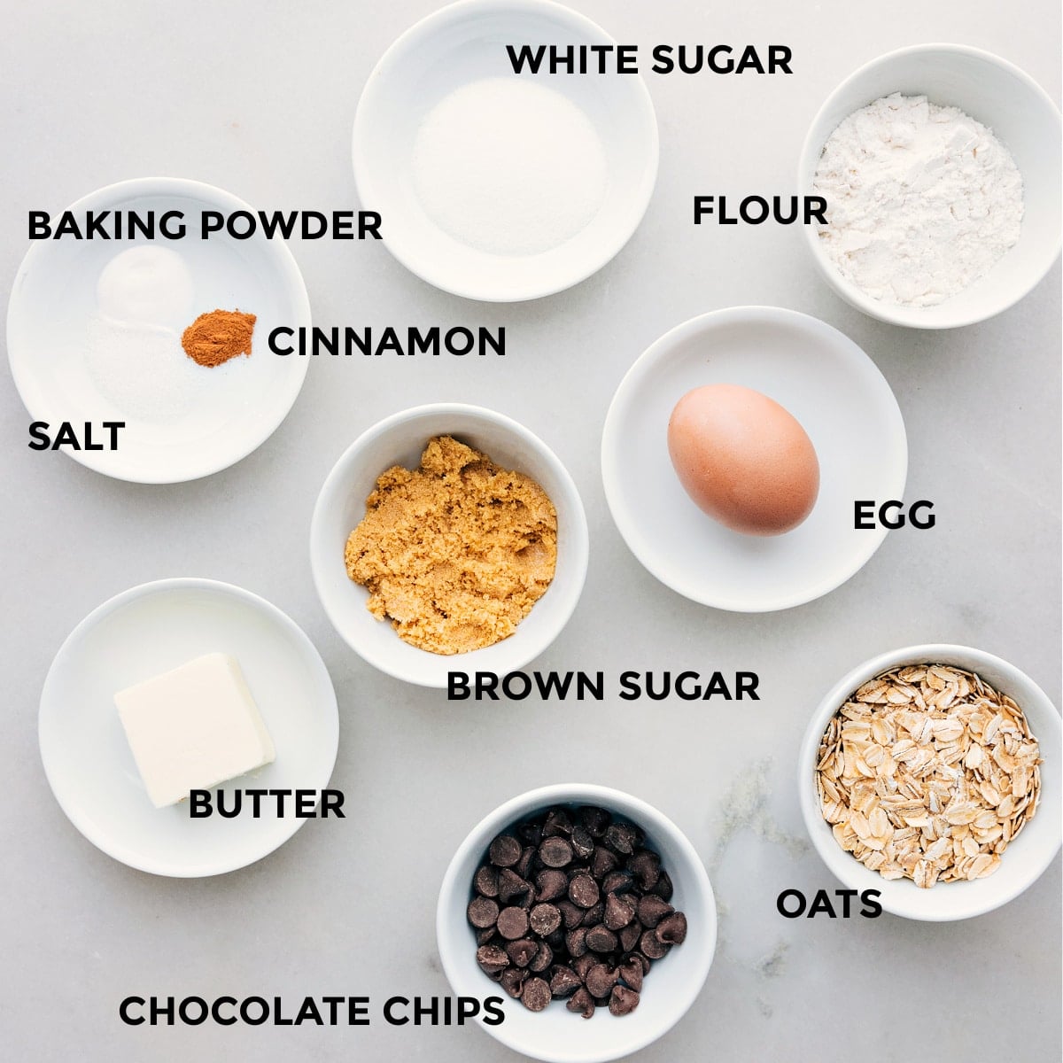 Ingredients In Small Batch Chocolate Chip Cookies All the ingredients for this recipe prepped out for easy assembly.