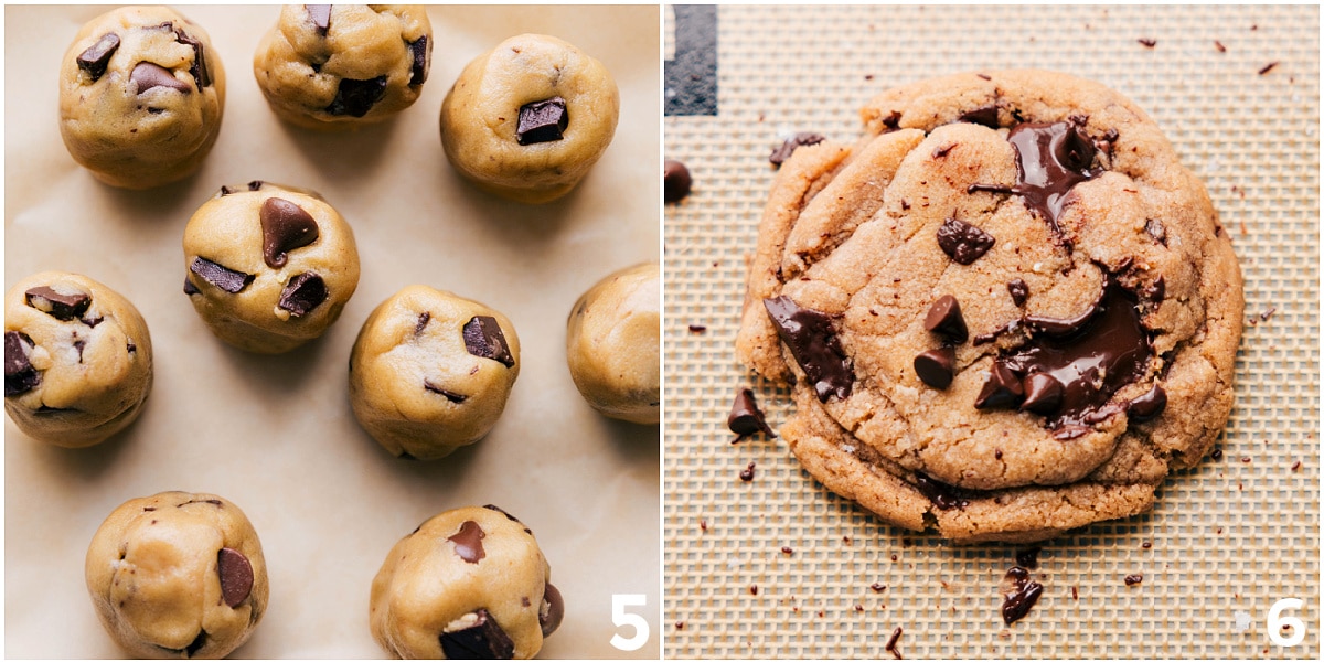 Everyone Needs A Small Batch Chocolate Chip Cookie Recipe In Their Back Pocket Dough balls rolled and placed on a sheet pan, then baked to golden perfection.