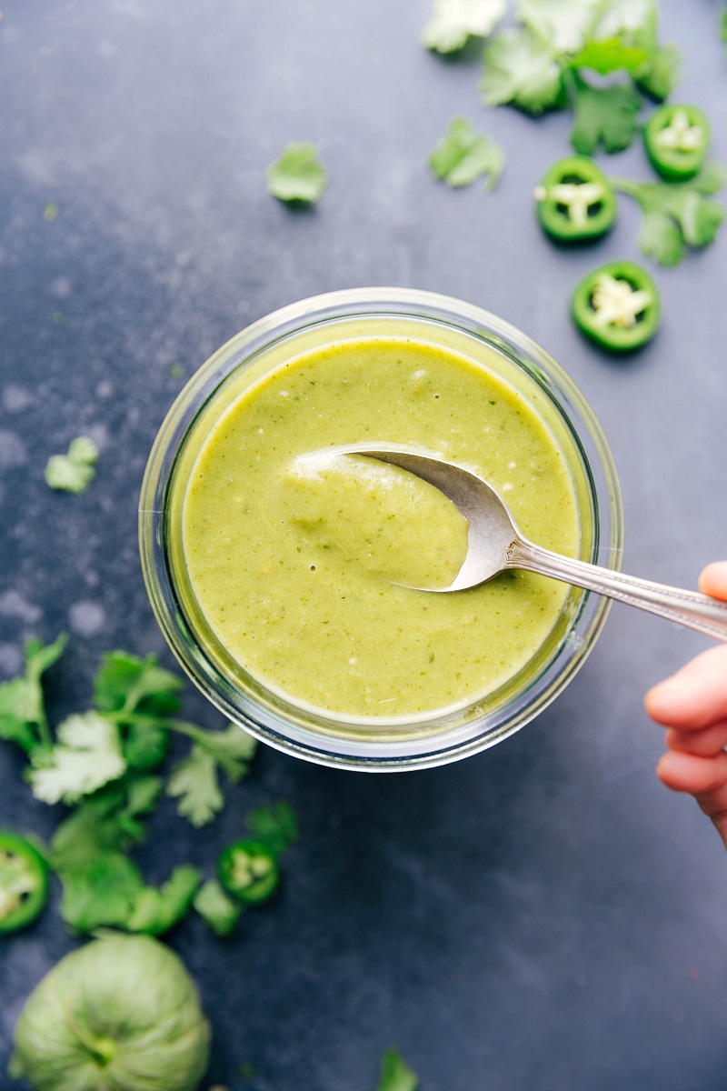 Green Enchilada Sauce in a jar.