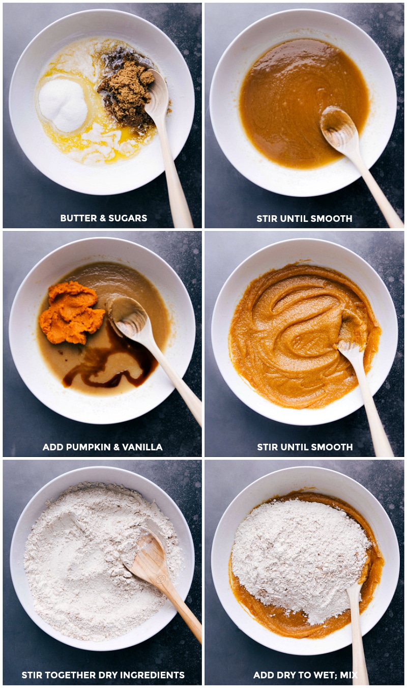 Recipe Step - Mixing Wet and Dry Ingredients Together Mixing the wet ingredients together, adding the dry ingredients on top, and combining them in the recipe preparation.