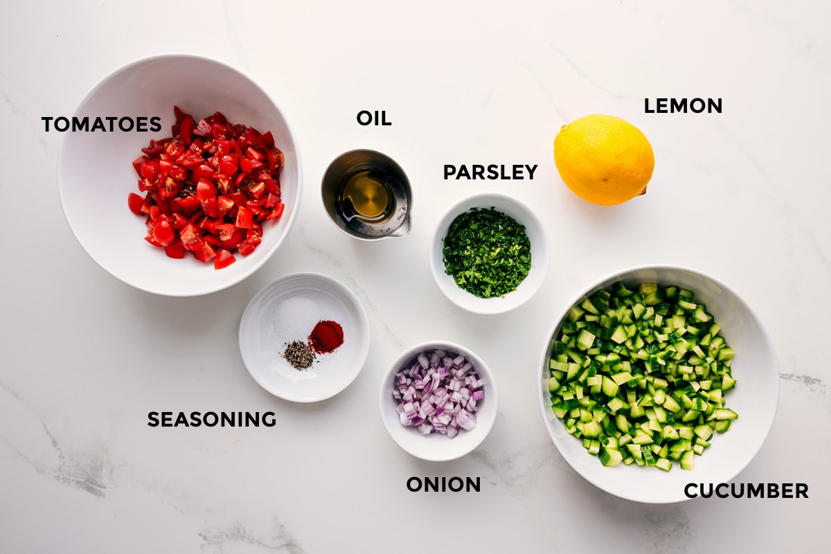 Combine Vegetables, Make Dressing, Pour Dressing Over Salad, Toss to Combine