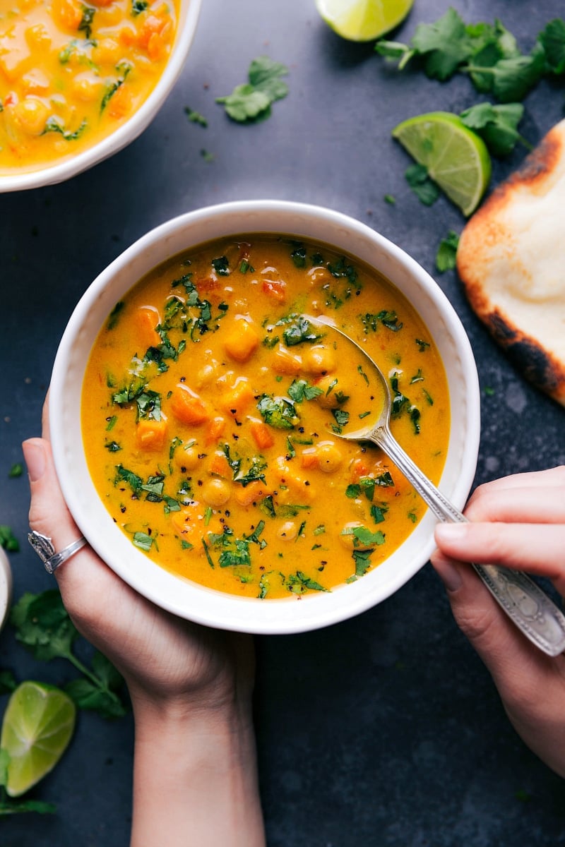 Warm Bowl of Sweet Potato Coconut Curry Soup Packed with Flavor A bowl of warm sweet potato coconut curry soup, packed with flavor.