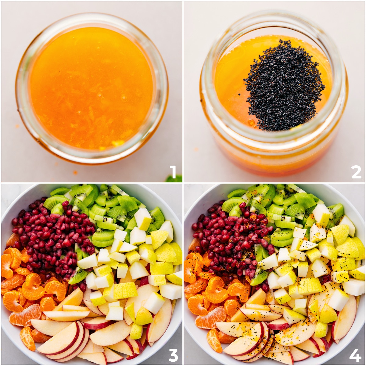How To Make Winter Fruit Salad Mix the dressing in a mason jar, then drizzle it over the winter fruit salad.