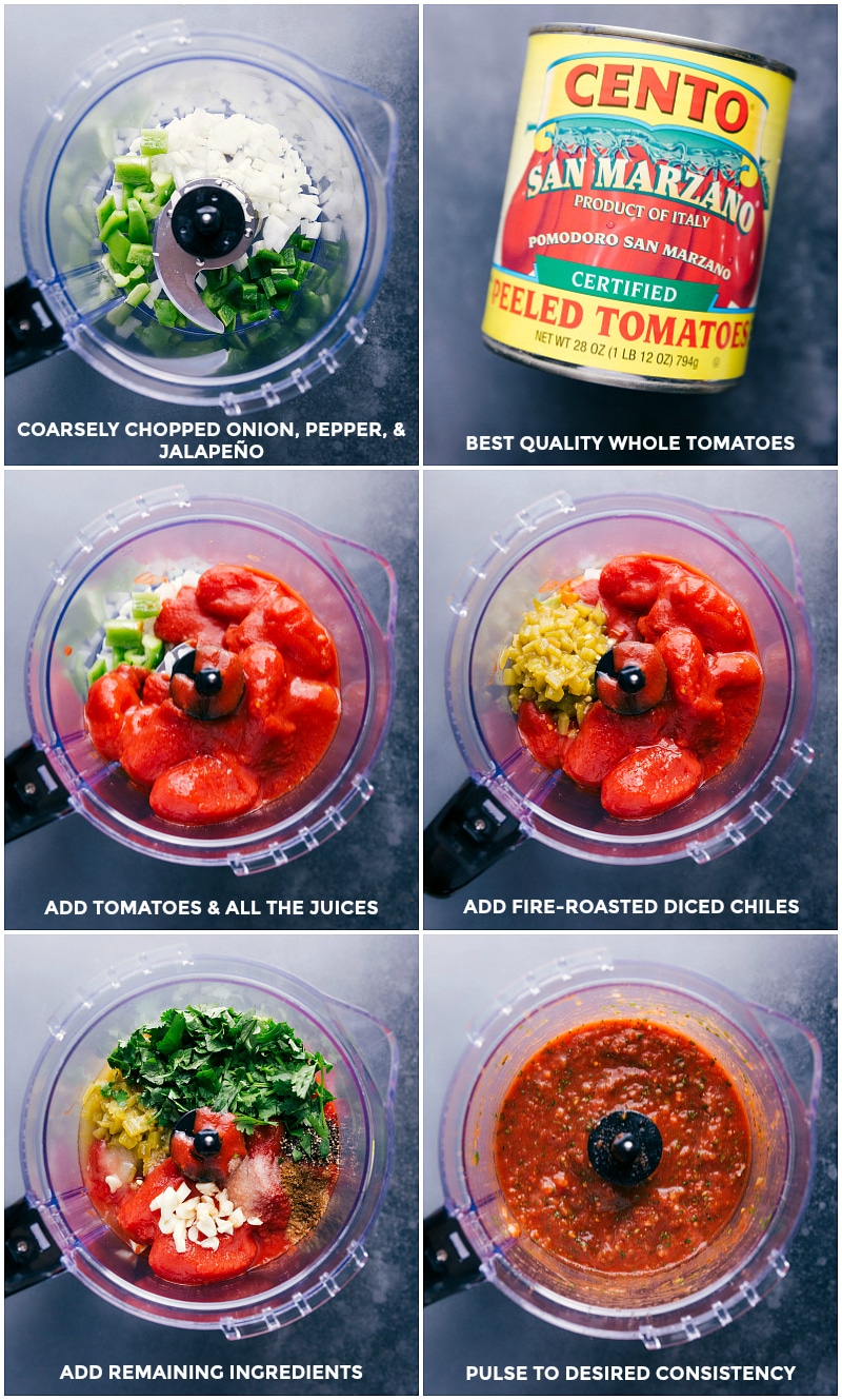Easiest-ever, quickest salsa Everything being added to the food processor and being pulsed to desired consistency.