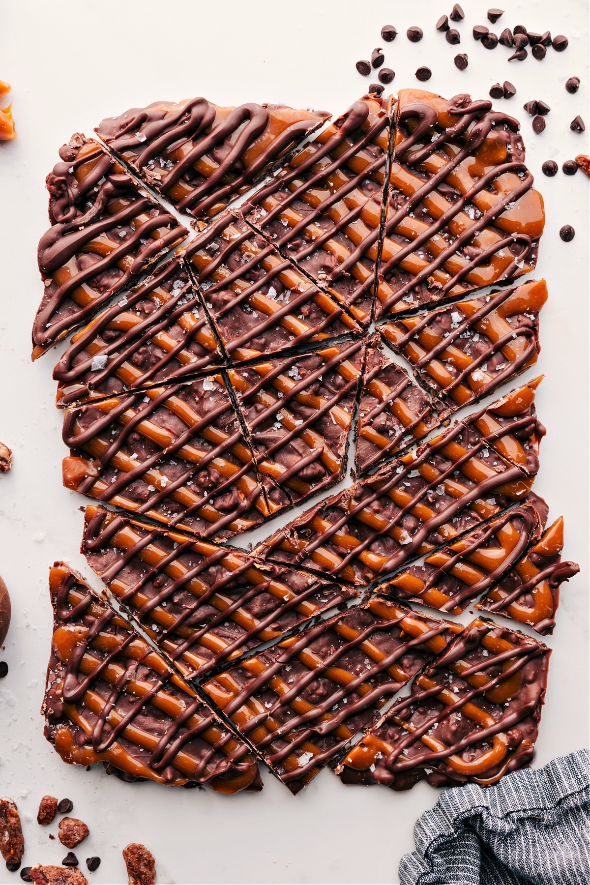 The Ultimate No-Bake Dessert: Turtle Bark Turtle Bark cut into individual pieces to enjoy.