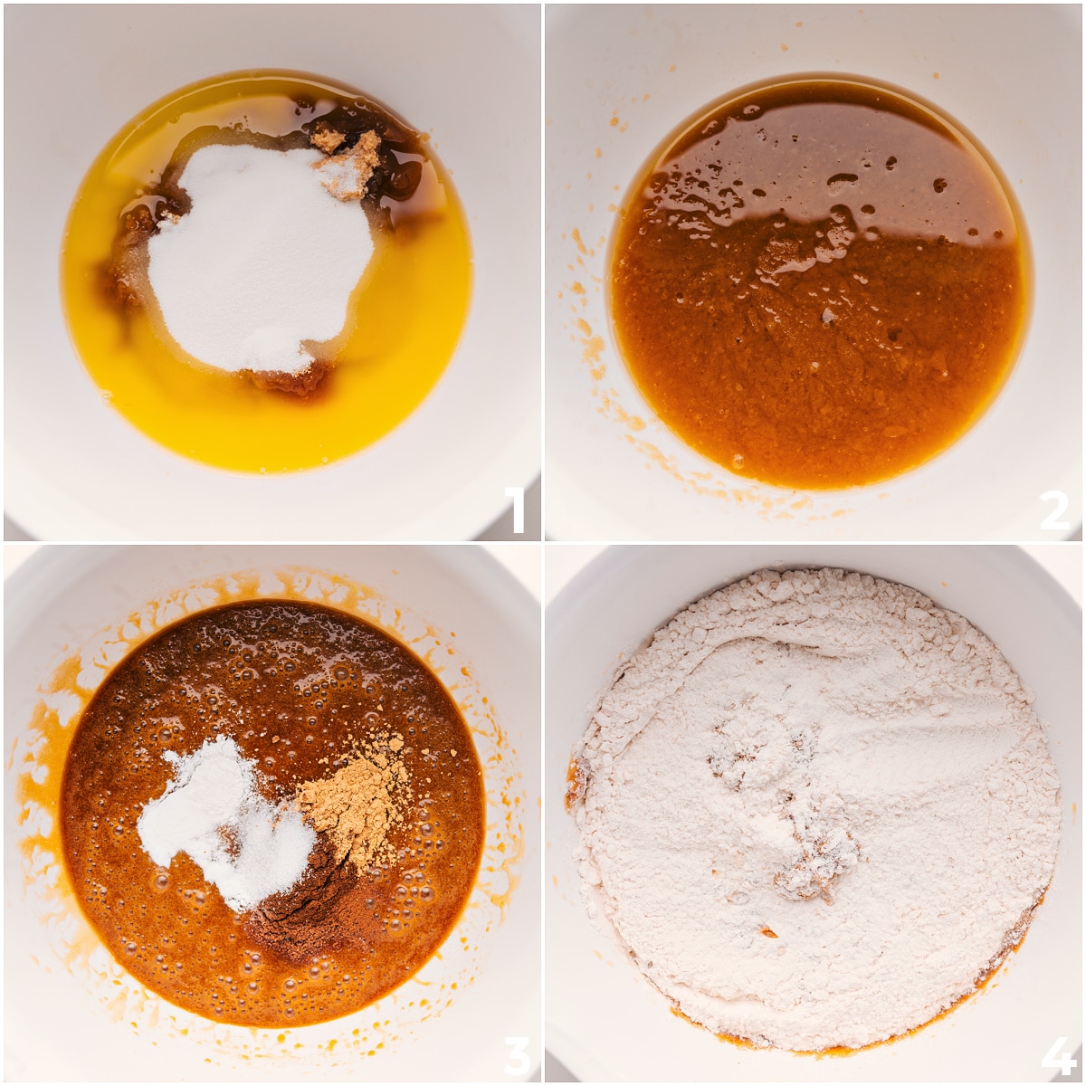 Combining Wet And Dry Ingredients For These Gingersnaps The butter and sugar being mixed together and then the dry ingredients added in for this molasses cookie recipe.