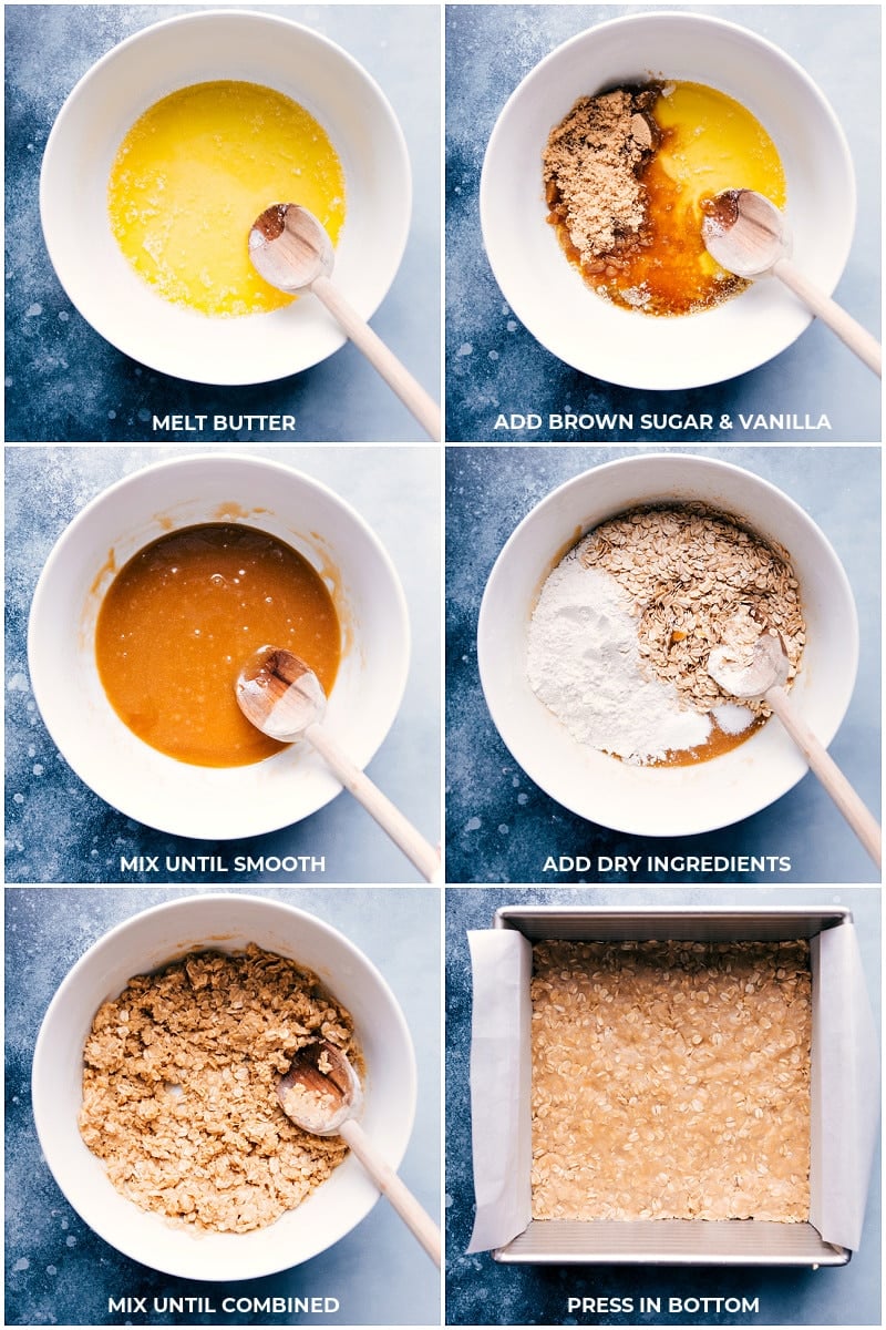 Buttery Oatmeal Jam Bars Making the base of the Oatmeal Jam Bars.