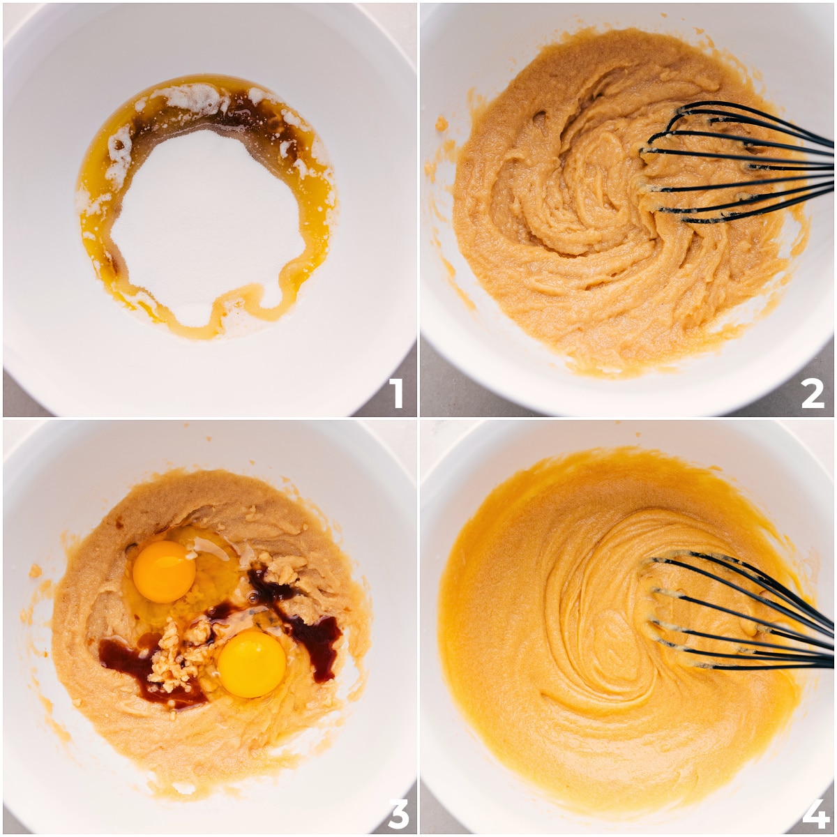 How To Make This Brownie Recipe Mixing butter, sugars, and eggs for this brownie recipe.