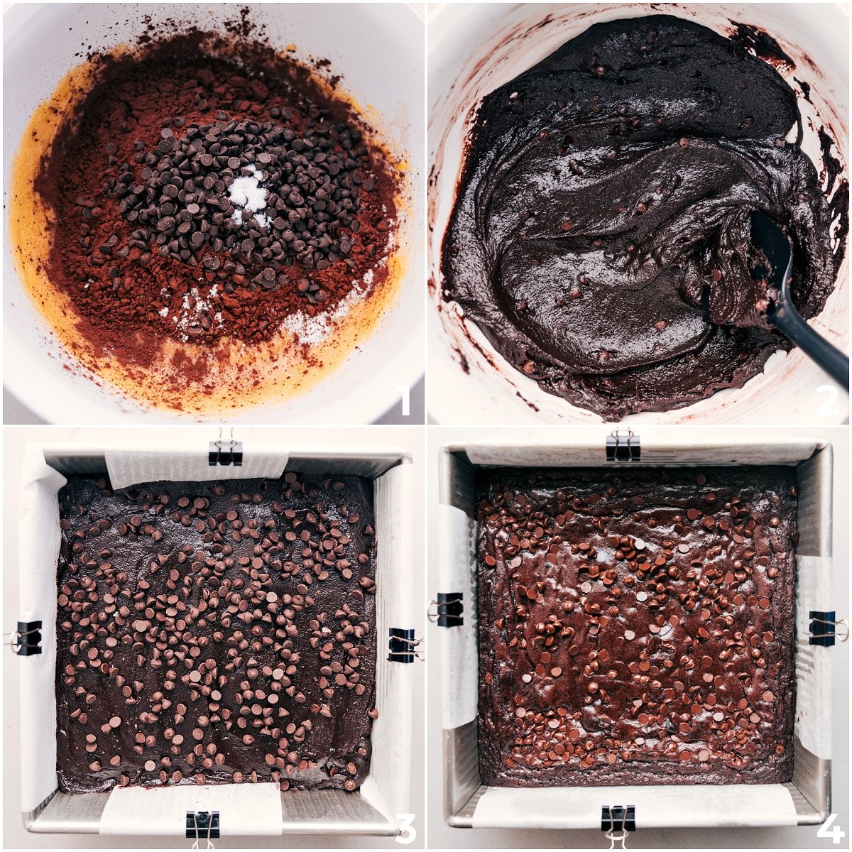 Chocolatey-y And Delicious Brownie Recipe Adding cocoa powder, salt, and chocolate chips to the bowl, then baking to perfection.