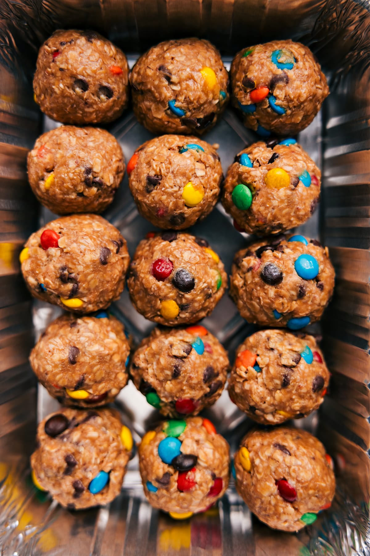 Monster Energy Balls arranged on a tray for easy grab-and-go meal prep snacks.