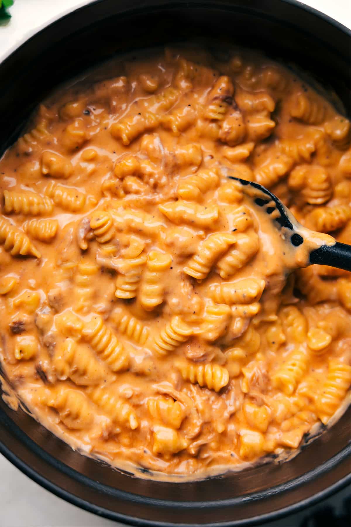 Flavorful And Cheesy BBQ Mac And Cheese BBQ Mac and Cheese hot and ready in the pot, time to dig in!