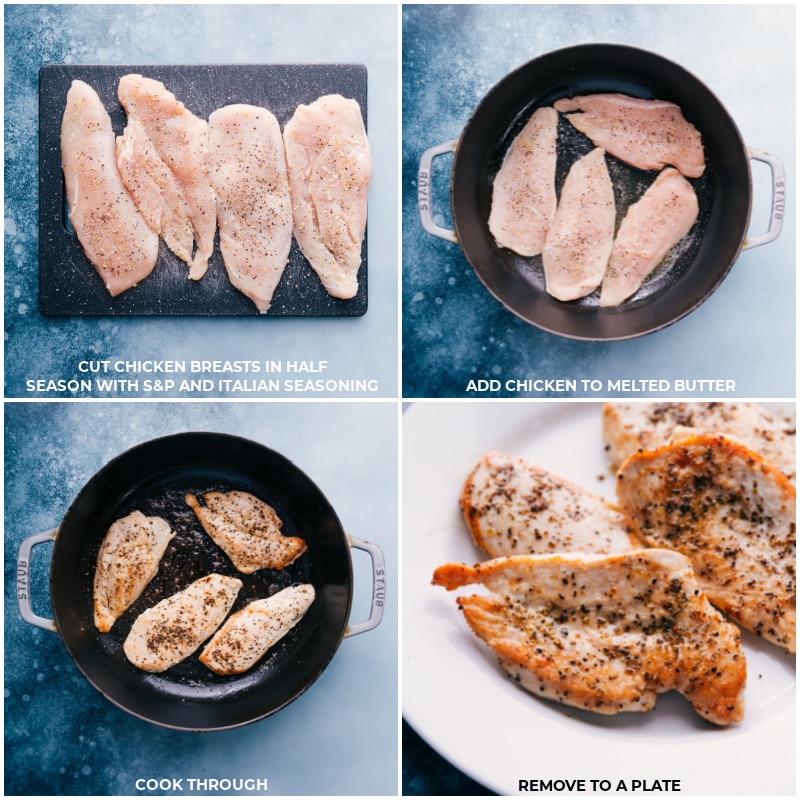 Our favorite Chicken And Broccoli Pasta! Sprinkle on some Parmesan and be prepared to have a new pasta addiction! Recipe via ChelseasMessyApron #dinner #quick #easy #simple #best #chicken #broccoli #pasta Process shots-- images of the chicken being cooked