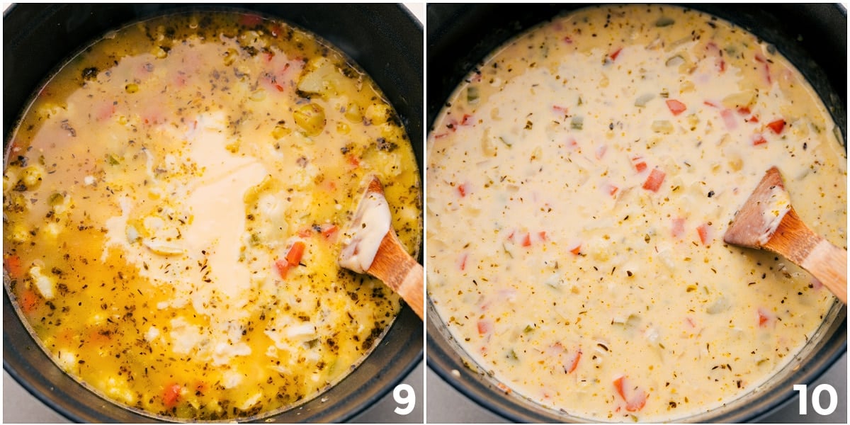 Vegetable Loaded Cauliflower Soup Recipe Cream sauce mixed into the cauliflower soup.