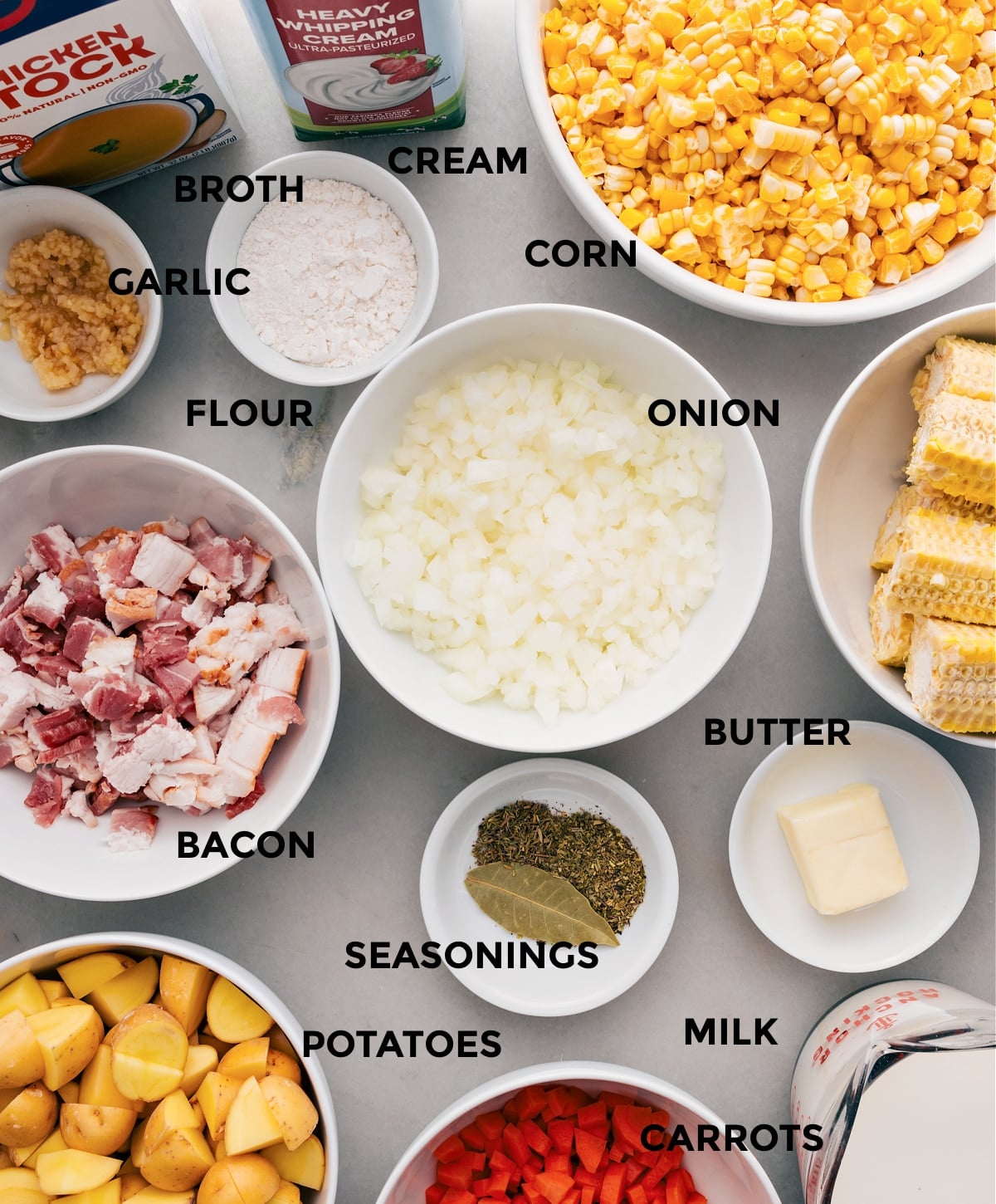 Ingredients In Corn Chowder Prep all the ingredients in this recipe for easy assembly.