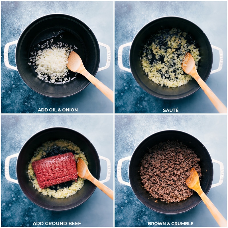 Creamy Beef and Shells is an upgrade from your childhood favorite Hamburger Helper meal -- with so much more flavor and you'll know exactly what's in it (no strange additives!). This simple, family-friendly meal can be ready in 30 minutes or less and is pure comfort food! We combine rich, creamy, saucy pasta shells with perfectly seasoned ground beef and loads of melty cheese. Recipe via ChelseasMessyApron #dinner #quick #easy #simple #best #comfortfood #kidfriendly #hamburgerhelper #groundbeef #creamy #beef #shells Process shots-- browning the onion and ground beef