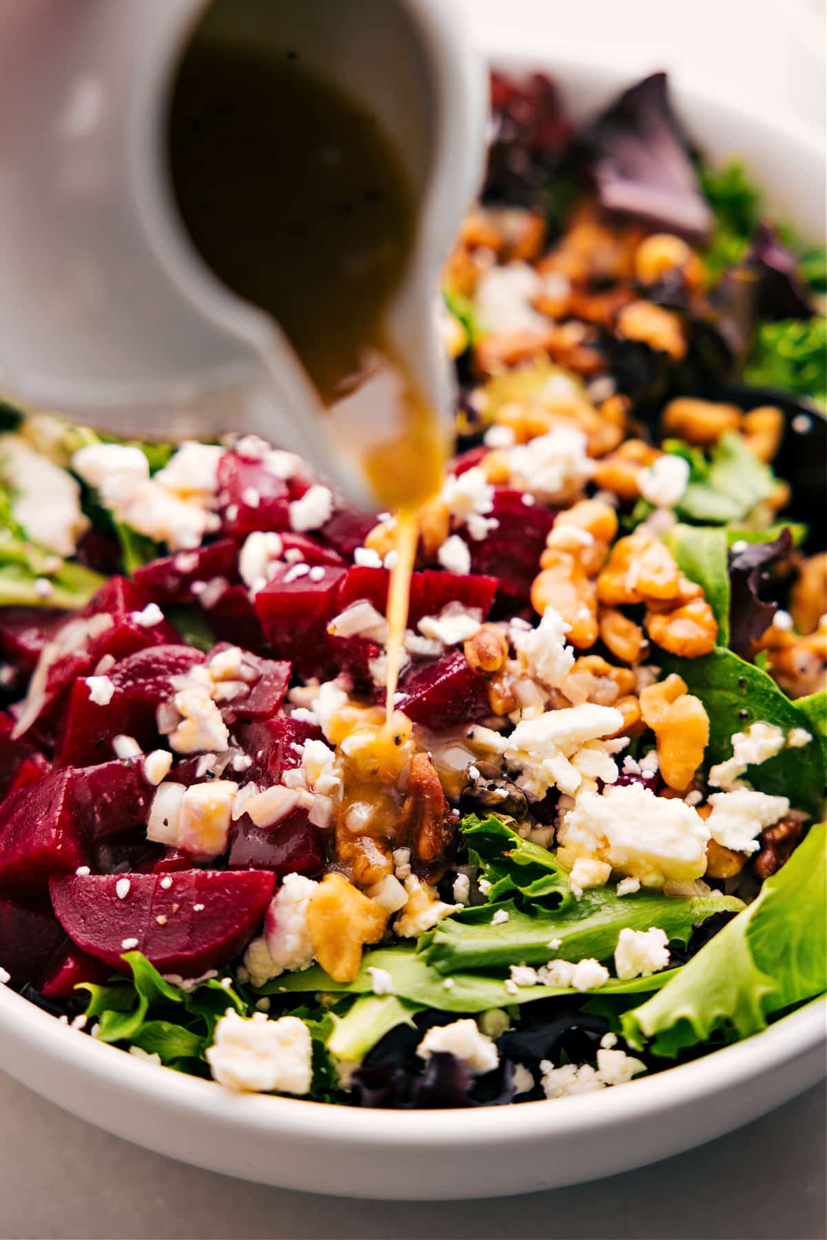 Dress Your Beet Goat Cheese Walnut Salad With The Best Dressing Dress the beet goat cheese walnut salad with the delicious dressing.