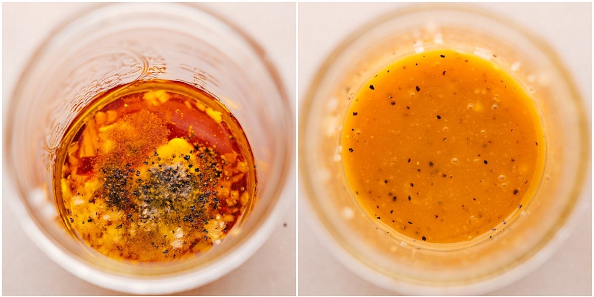 Mix Together The Delicious Salad Dressing Mix the salad dressing in a mason jar.