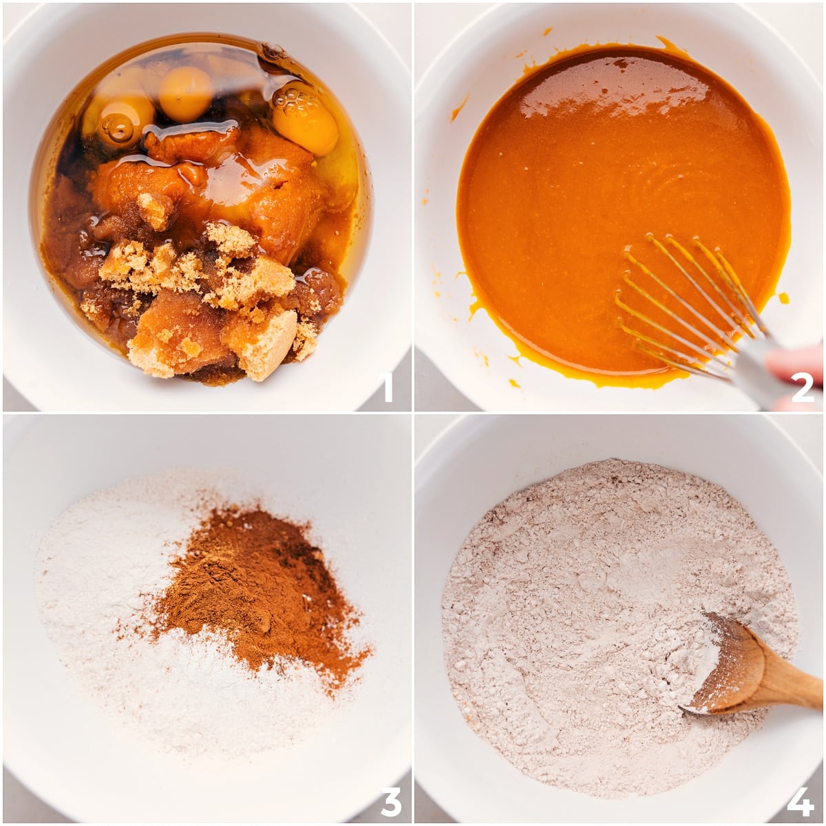 How To Make Pumpkin Bars All the wet ingredients whisked together and dry ingredients mixed together for these simple pumpkin bars.