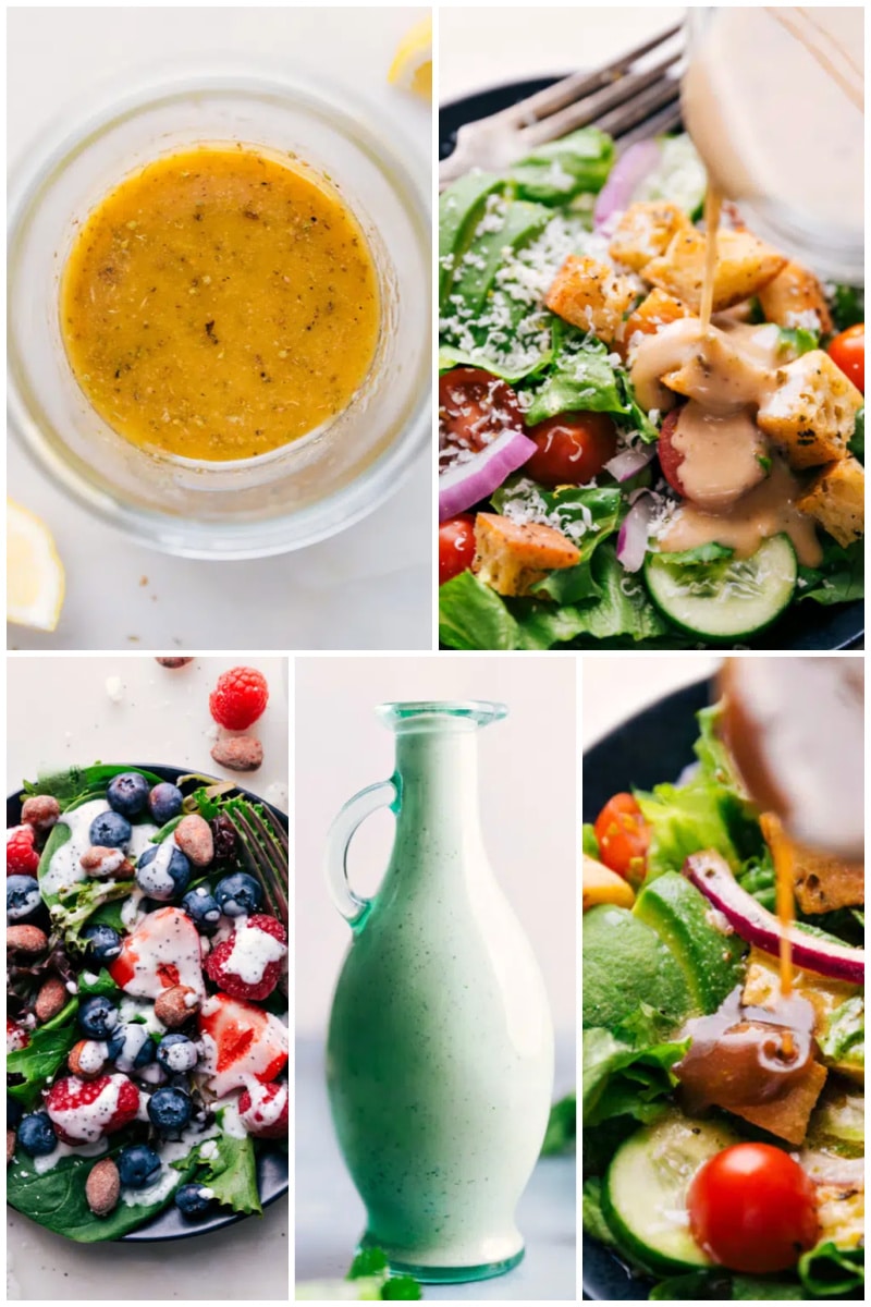 Even the best entrรฉe can use a side dish to round out the meal. Here are some of our favorites! Recipes via ChelseasMessyApron.com #sidedish #sidesalad #sides #salad #vegetarian #healthy #quick #easy Images of dressings on the site