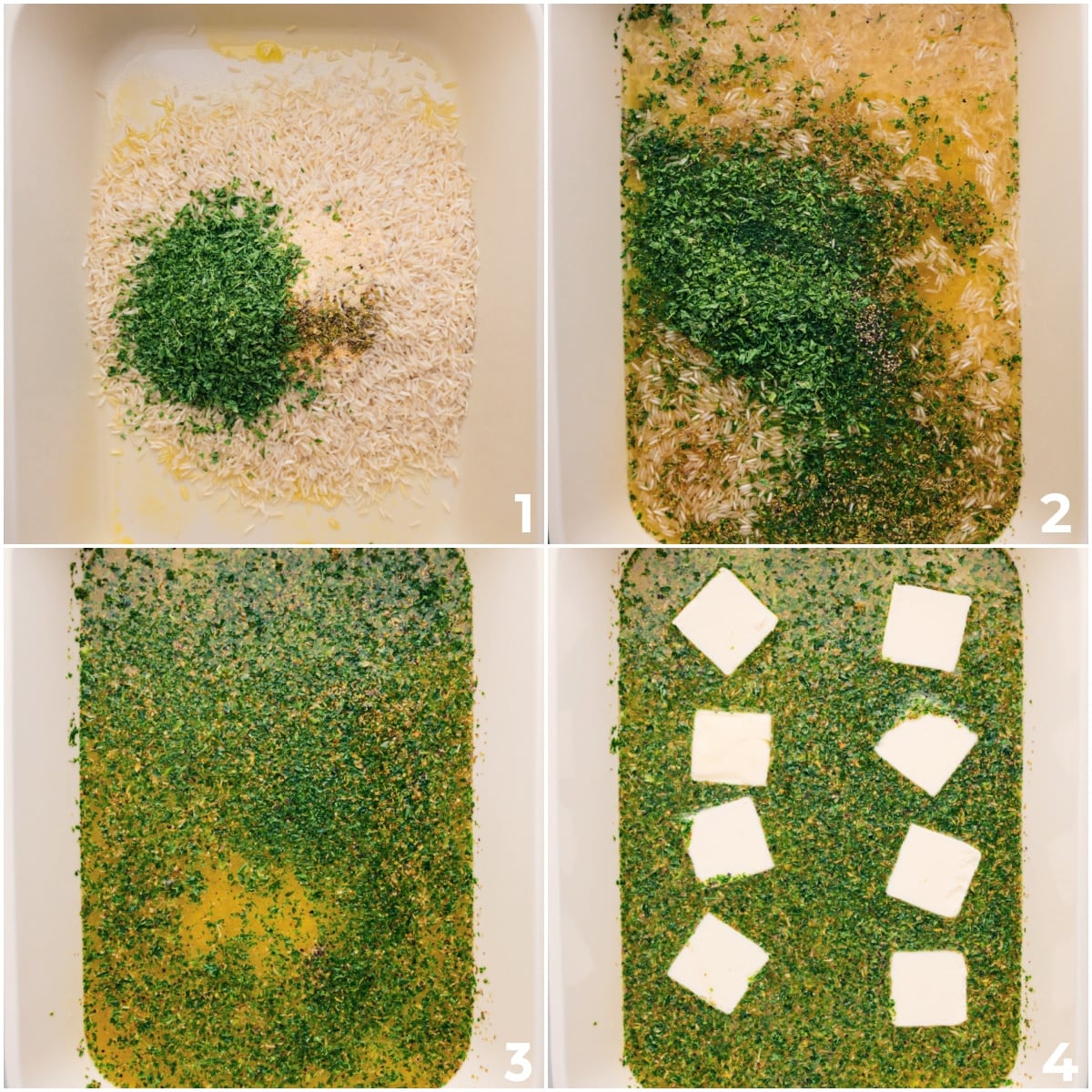 How To Make Herb Rice All the ingredients are added to a casserole dish and baked for this herb rice recipe.