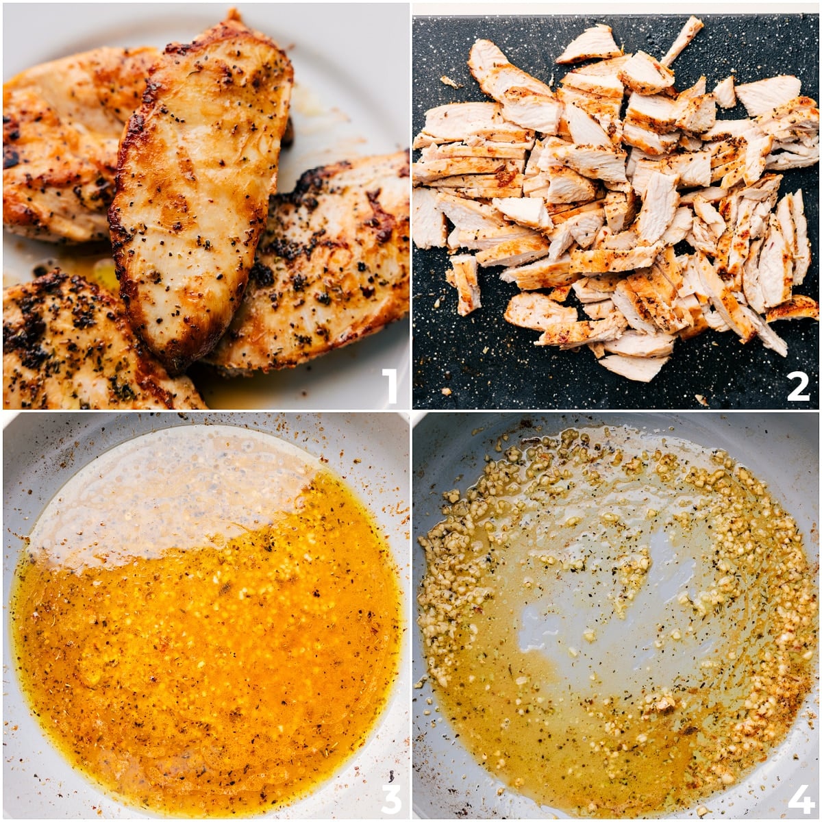 How To Make Marry Me Pasta Chopped cooked chicken added to Marry Me Pasta, followed by garlic and broth simmering in the same pan to build a flavorful base.