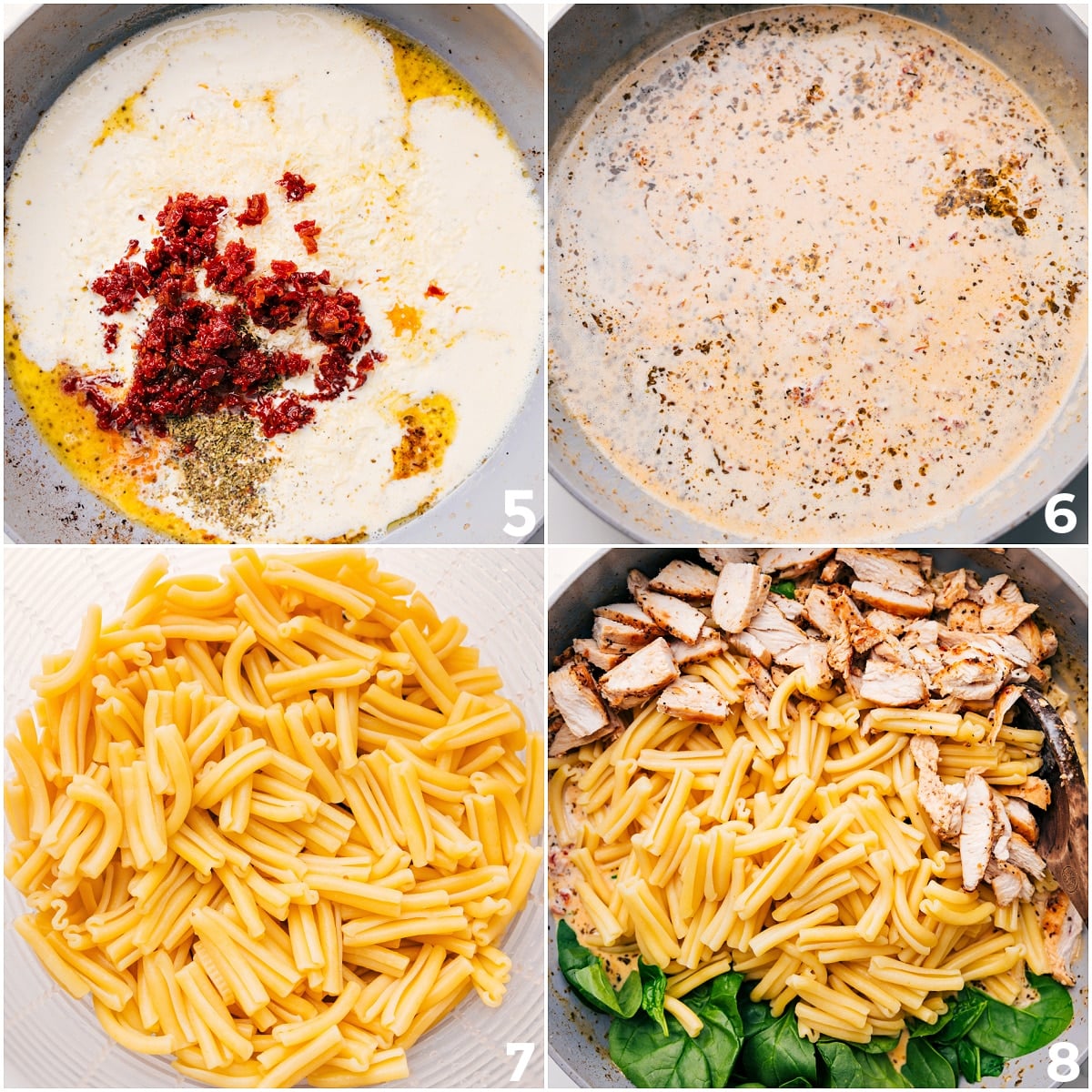 Simple And Delicious Marry Me Pasta Tomatoes, Parmesan, seasonings, and cream added to the sauce base, then combined with pasta, spinach, and chicken.