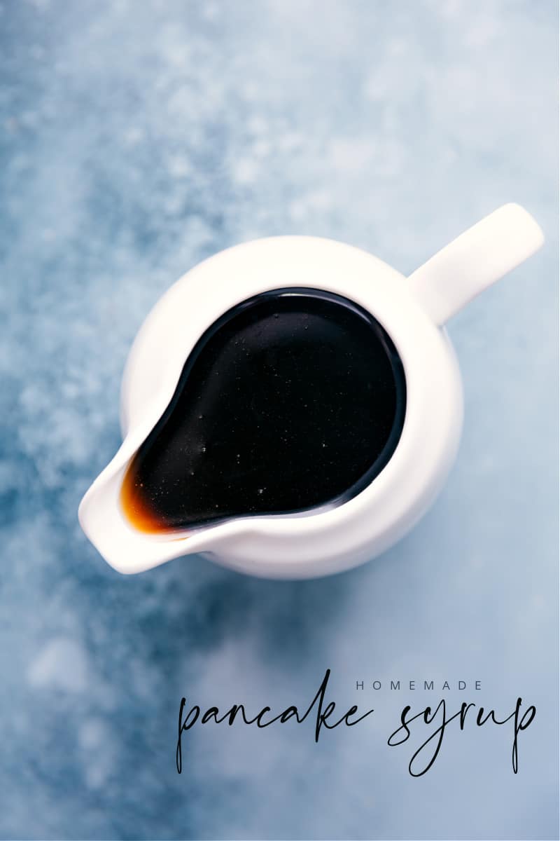 Make your own three-ingredient Pancake Syrup -- you'll be amazed how quick and easy it is! Plus, when you make it yourself, you don't have to worry about any artificial ingredients or corn syrup. Recipe via ChelseasMessyApron #dessert #best #quick #easy #simple #breakfast #sauce #brunch #pancake #syrup Overhead image of Pancake Syrup