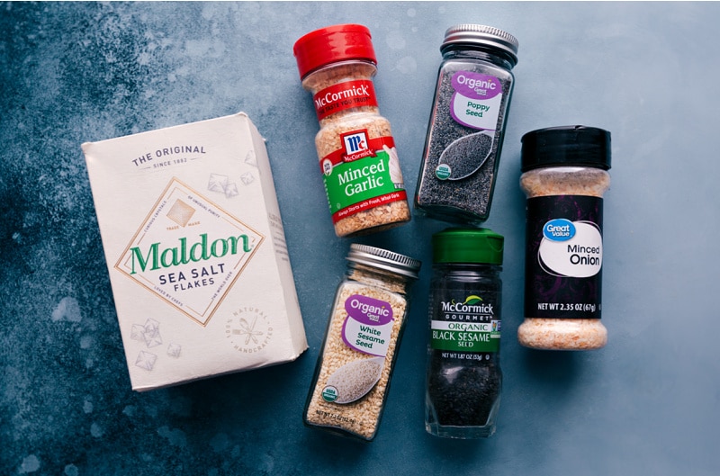 Everything Bagel Seasoning is one of our all-time favorite seasoning blends -- flavorsome, crackly-crunchy, and garlicky! The applications for this seasoning are nearly endless -- obviously you can add it atop homemade bagels, but it also goes great on eggs, avocado toast, or sprinkled into your favorite chicken breading! Recipe via ChelseasMessyApron #garlic #poppyseeds #sesameseeds #everythingbagel #seasoning Ingredient shot-- image of all the seasonings in this recipe