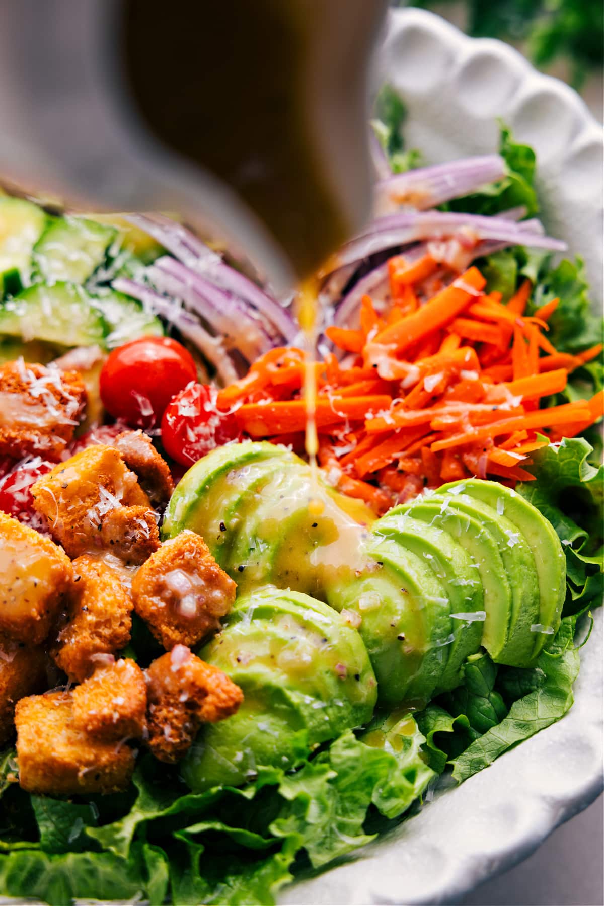 Quick And Easy Garden Salad Recipe Drizzle the dressing over the garden salad.