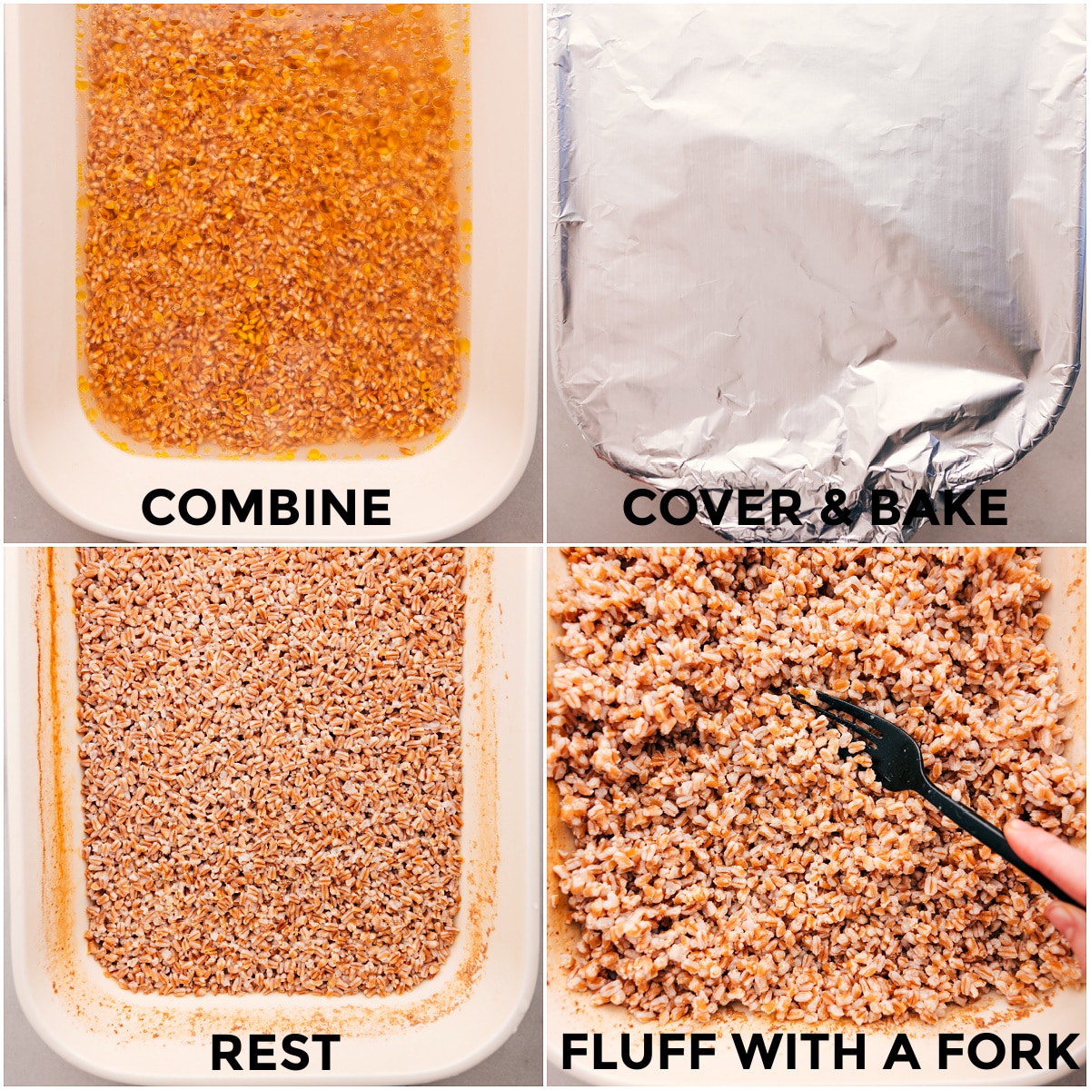 The Best Way To Cook Farro Learn how to cook farro by combining all the ingredients in a pan, baking them, and fluffing the farro once it’s out of the oven.